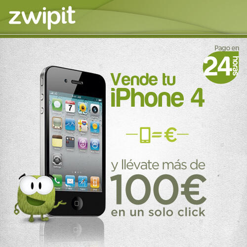 ZwipitES's tweet photo. ¡Vende ahora tu iPhone 4 y llévate más de 100€ en un solo click! http://t.co/Jp6zMPBvu9