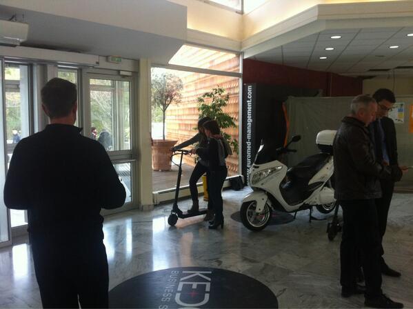 Sustainability week @EuromedMgmt! Today is eco-mobilty day. Come to hall A &amp; test drive electrical cars, scooters!
