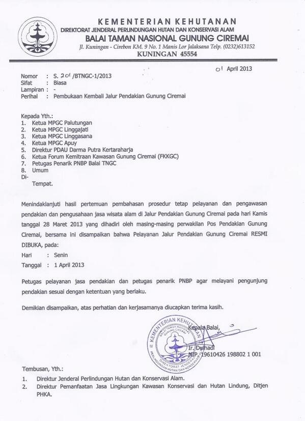 Kang Jaka on Twitter: "Surat resmi pembukaan jalur 