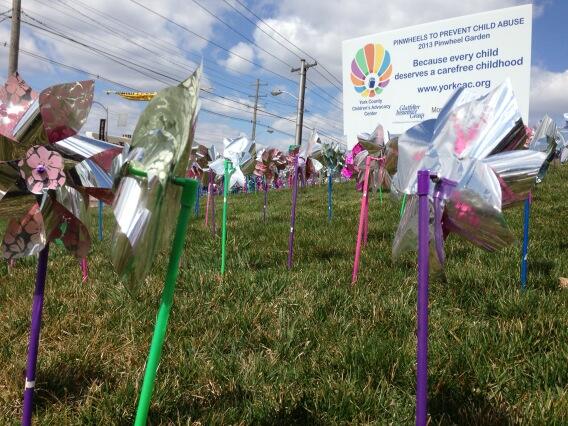 Pinwheels decorate a hill near the York Hospital to bring attention to Child Abuse Prevention Month. #CBS21News