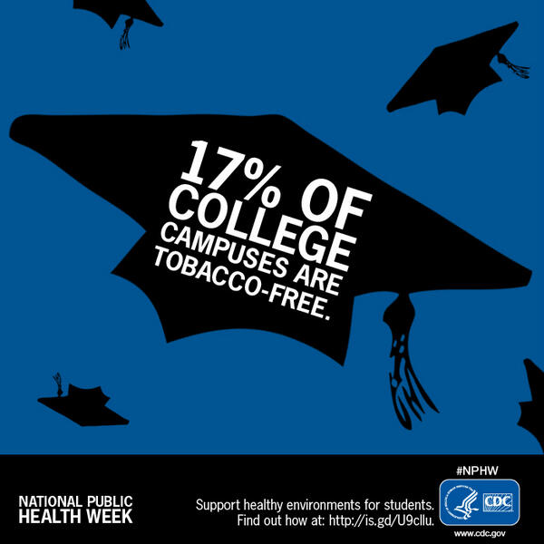 CDCTobaccoFree's tweet image. Is your school tobacco-free? During #NPHW RT &amp;amp; support HHS Tobacco Free College Campus Initiative: