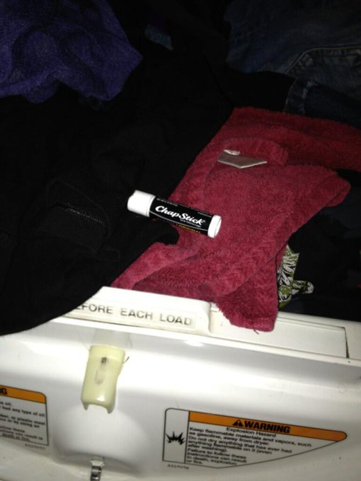 Damnit! Melted another Chapstick in the dryer. At least I figured out what the funny noise was.... http://t<a href="/tag/trashy"class="tags"><span>#trashy</span></a>