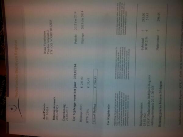 #Spookfactuur van Nederlandse bedrijven register.  #LETOP