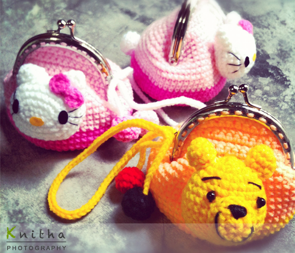 KnithaCraft's tweet image. Crochet Coin Purse #crochet #purse #pooh #kitty