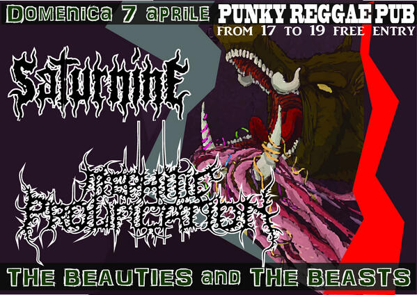 7 aprile 2013 THE BEAUTIES AND THE BEASTS SaturninE + Mephitic Prolification <a href="/Punky/">Kat</a> Reggae Pub facebook.com/events/1299019…
