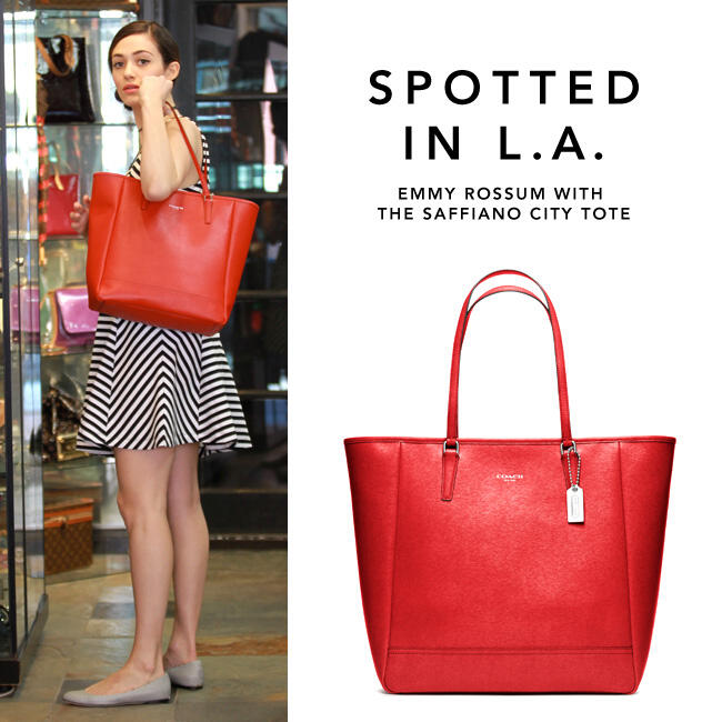 Coach on X: SPOTTED: @emmyrossum in L.A. with her Saffiano City