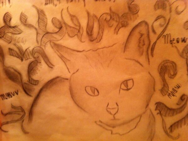Dedicated to _________.
I managed to draw this cat.