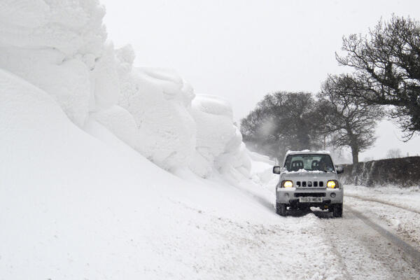 Little Jimny - big drifts! This is what our Volunteer 4x4 Drivers are tackling today. #snow #uksnow #staffssnow