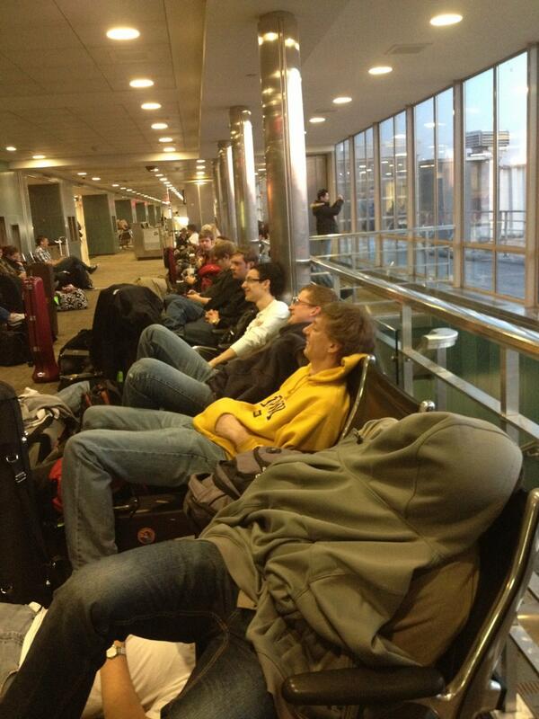 DrakeTrombones's tweet image. Seems we got a few sleepyheads at Reagan Airport this morning. Almost time to board. #DTCtour2013