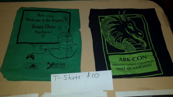 ArkGameCon's tweet image. Tshiets are $10 at the door. $12 for XXL. We take cash &amp;amp; card at the door.