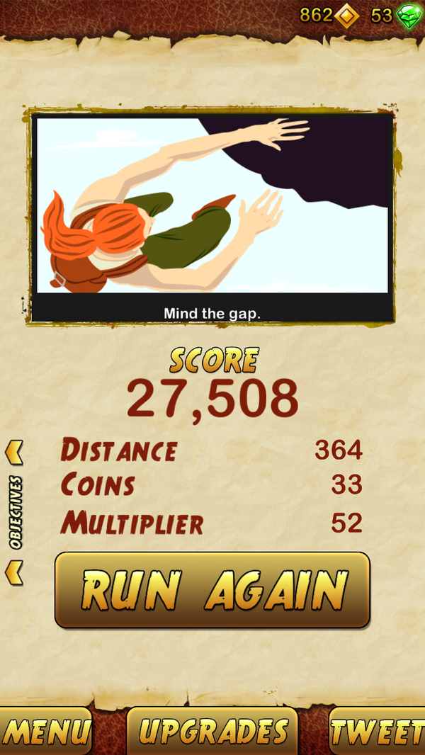 MayOrtaleza's tweet photo. I got 27508 points while escaping from a Giant Demon Monkey. Beat that! http://t.co/emwVBJF0qm http://t.co/MjZrGvZKNa