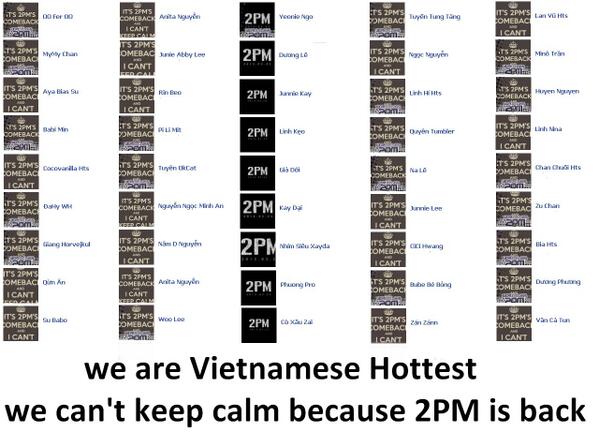 DuongLee's tweet photo. @Khunnie0624 @0430yes @dlwnsghek @Junniekayy @taeccool @2PMagreement211 @followjyp  FROM VIETNAMESE HOTTEST TO 2PM    http://t.co/DbOvA6vI1v