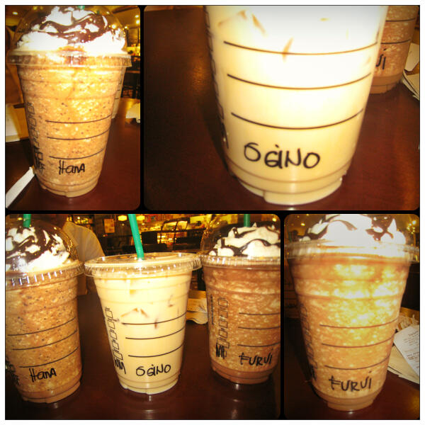 callmebene's tweet image. Celebrating after a successful Play! @Starbucks with @NerdyFurui @monkeyhipolito #JavaChip #Mocha #WhiteChocoMocha :)