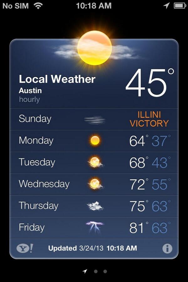 TheOrangeKrush's tweet photo. Even Mother Nature is callin for an #illini win! @AustinILLINI http://t.co/O79g6uzLpp