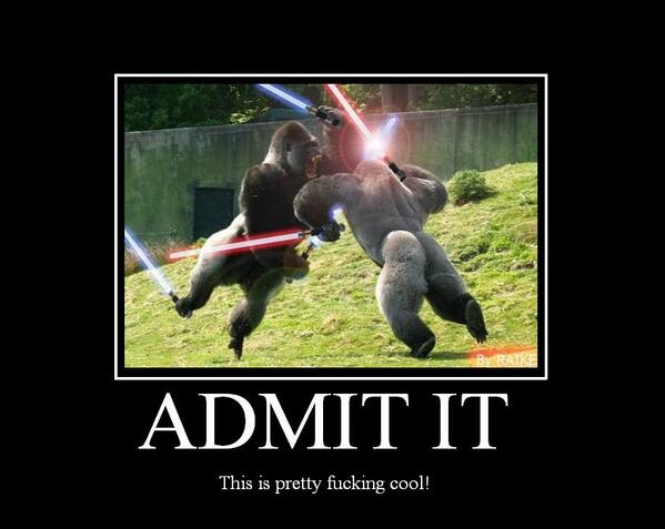 SithProblems's tweet image. Mortal Kombat + gorillas + lightsabers...