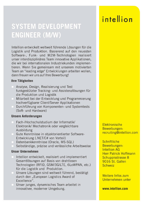 IntellionAG's tweet photo. Wir suchen:
#Software #Development #Engineer http://t.co/YDwlRzLJu9