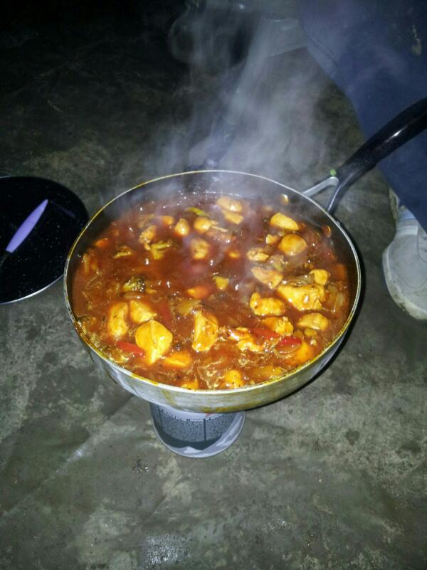 Can't beat a sweet &amp; sour chicken hot meal while bivveyed up in this cold weather.