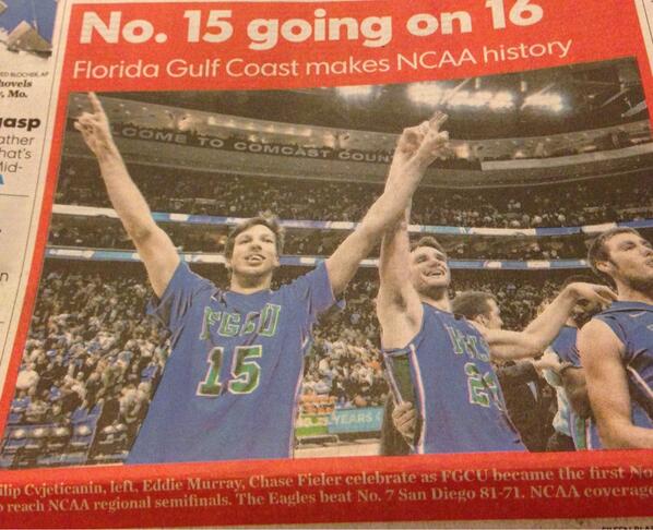 ncaabasketball3's tweet photo. FGCU has made NCAA history http://t.co/kmSdRO6Pf1