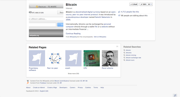 BitCoinRunner's tweet image. Hmm.. One of the 'related pages' in the Facebook page for #Bitcoin is 'Ponzi scheme'