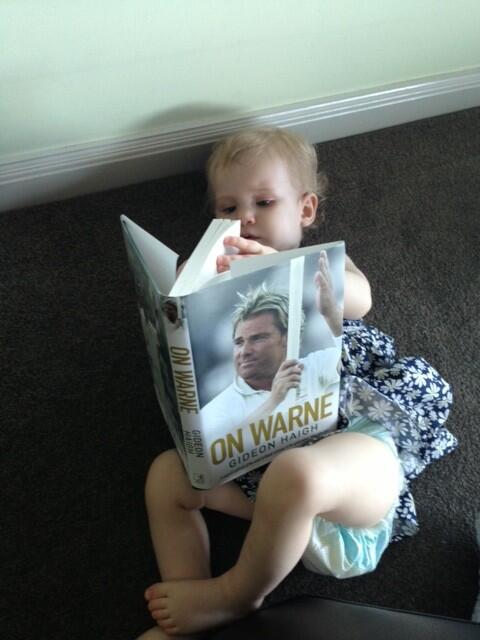 @gideon_haigh 13 months old & already a good judge of an author, not so sure about the choice of role model though!