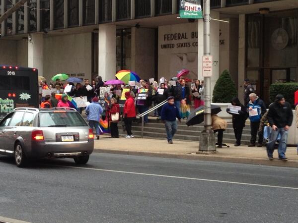Dozens come out in support of marriage equality in HBG while the #SCOTUS hears arguments on it in DC #CBS21News