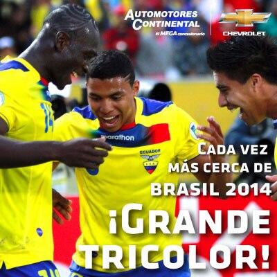 Automotoresc's tweet photo. Grande #Ecuador, derrotó a Paraguay y queda a un paso nada mas de Brasil 2014. Enorme nuestro Tricolor!! http://t.co/uM4inQUx7T