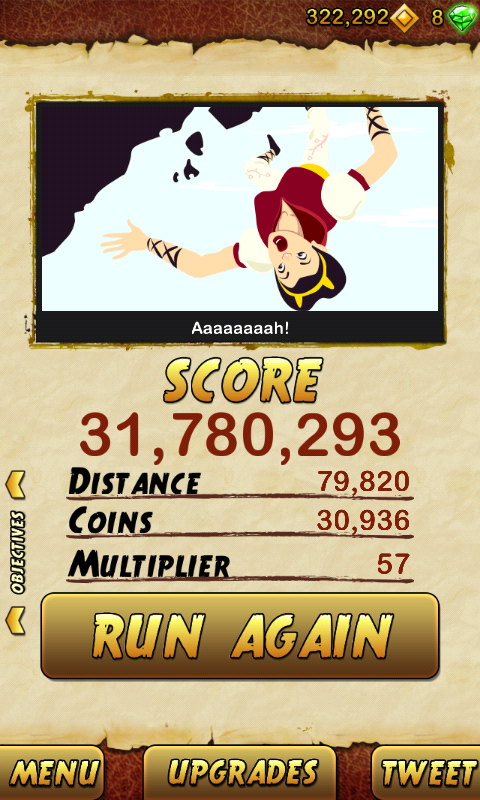 I got 31780293 points while escaping from a Giant Demon Monkey. Beat that! bit.ly/TempleRun2Andr…