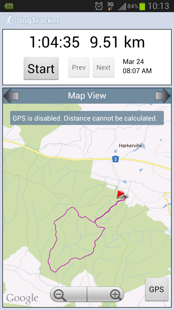 jusginger's tweet photo. Last weeks run , it even tracked my trail run thru the forest! Dam impressed #jogTracker http://t.co/3yFVkcsBoj