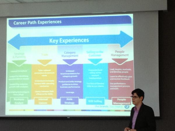 theCRE's tweet image. Students are hearing first-hand the Career Path Experiences...  Strategy &amp;amp; Planning, Trade, Category Management..