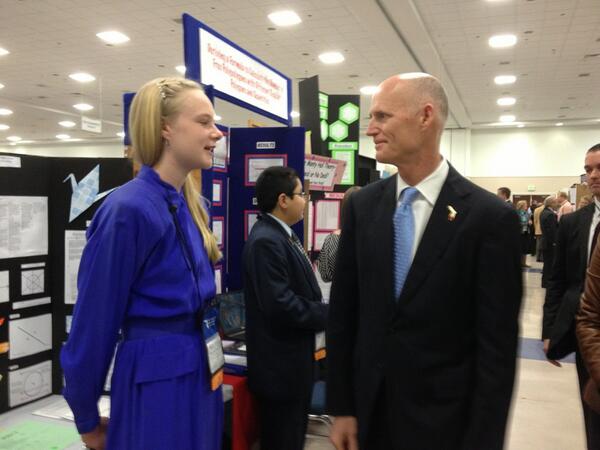 wflajames's tweet photo. Gov Scott visits with kids at the Science Fair in Lakeland today. http://t.co/l5mFf44P7g