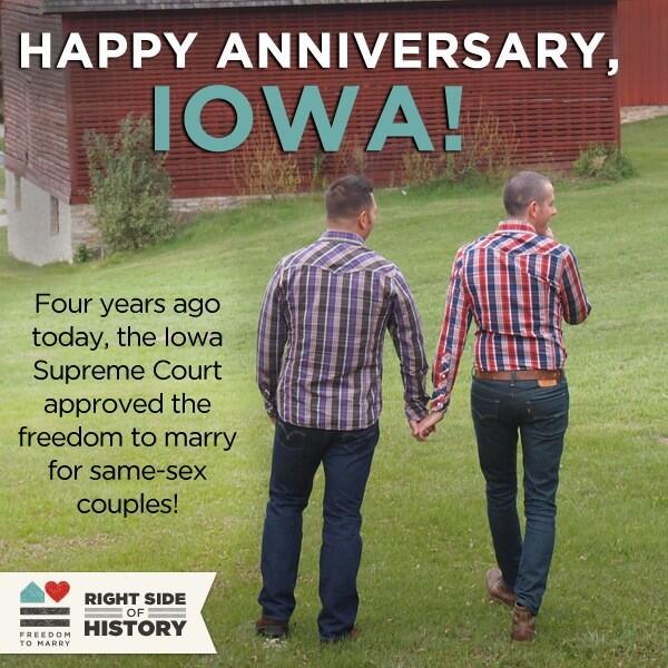 OlderMusicGeek's tweet photo. Yay Iowa! 4 years now!

#iowa #gaymarriage #marriageequality #gblt #gay #queer #homosexual #homosexuality #iowapride http://t.co/f8764UzTSE