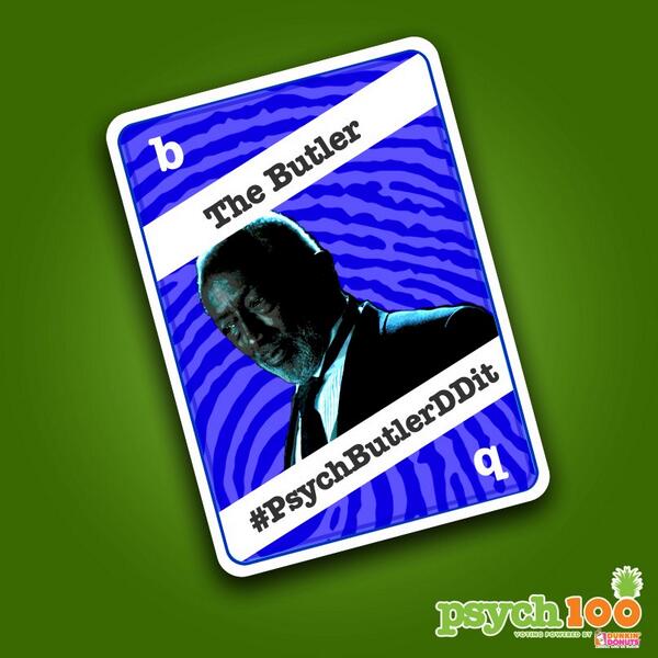 PsychPeacock's tweet photo. The #Psych-Os have spoken &amp; you decided that the #PsychButlerDDit. Thanks for voting in #PsychWhoDDit East Coast! http://t.co/kIUrc8auf8