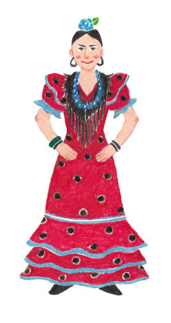 竹永絵里 たけながえり Twitterren 世界の民族衣装イラスト スペイン スペイン アンダルシアの衣装を描きました アンダルシアの民族 舞踊はフラメンコ そのフラメンコの衣装 セビージャ アンダルシアの中心都市 の地方服 だそうです Illust Http T Co