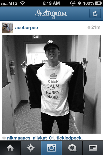 We're super pumped that <a href="/AceBurpeeShow/">Ace Burpee</a> loved our shirts!  Want one? And a pair of <a href="/AshamCurling/">ASHAM</a> mitts? Stay tuned!