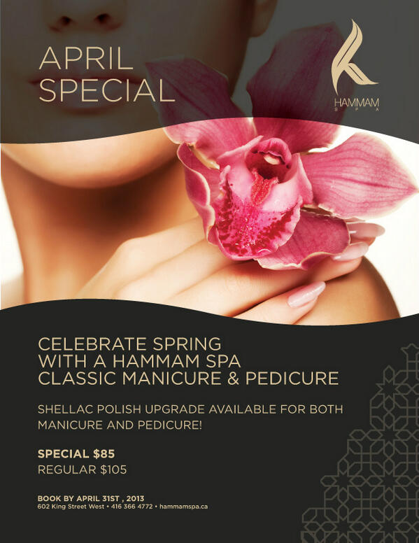 Celebrate Spring with our #AprilSpecial! 
Classic Manicure & Pedicure $85 | Reg $105
Call 416.366.4772 to book!