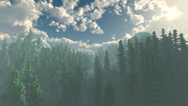 MinecraftComic's tweet image. Render of a mountain range. #Minecraft