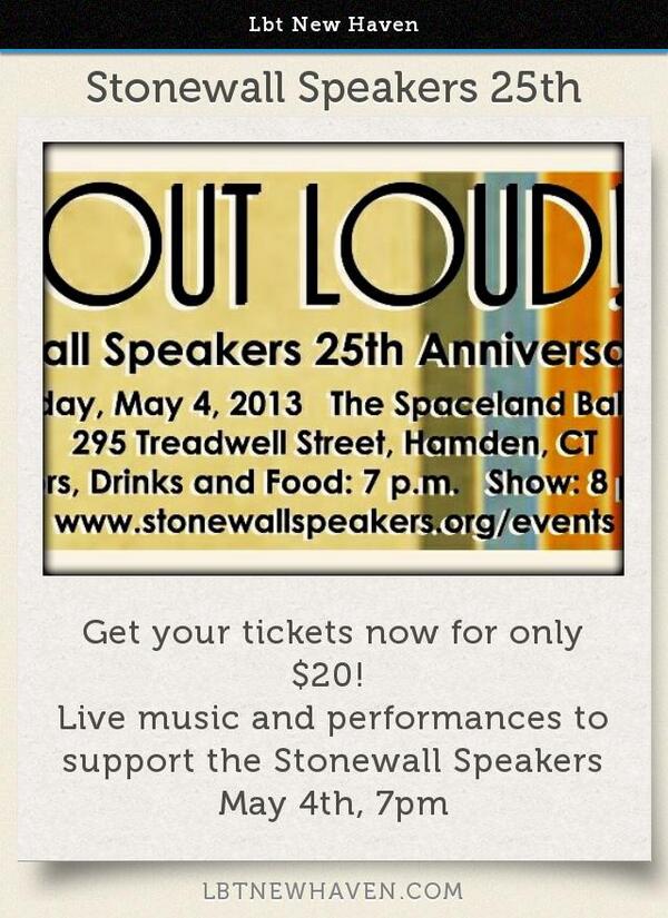 LBTnewhaven's tweet photo. Stonewall Speakers 25Th http://t.co/QYaajKRawl http://t.co/TNTX54LrX8