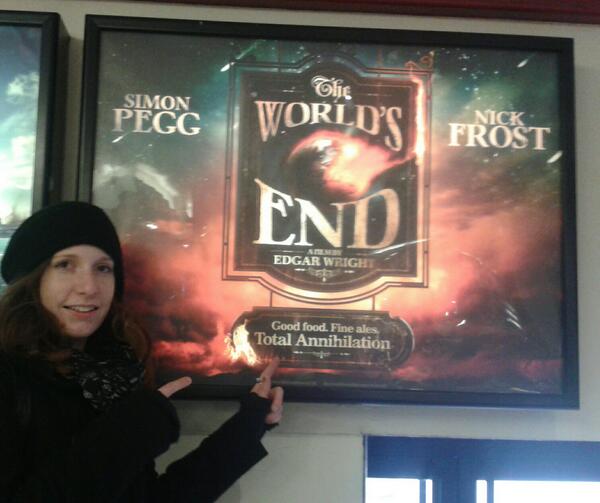 thaynamcl's tweet photo. @simonpegg Hey Simon hope your keeping well - excited to see The Worlds End poster in the cinema! http://t.co/yUdaVbgIxS