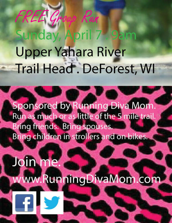 RunningDivaMom's tweet image. FREE Group Run - Sun April 7 - 9 am - #DeforestWI  #SunPrairieWI  #MadisonWI  #Running  #RunningDivaMom
