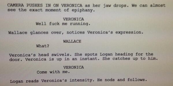 KeithMarsPI's tweet image. “@RobThomas: Script progress. http://t.co/JdeibeoBaO” PG13 F-bombs?