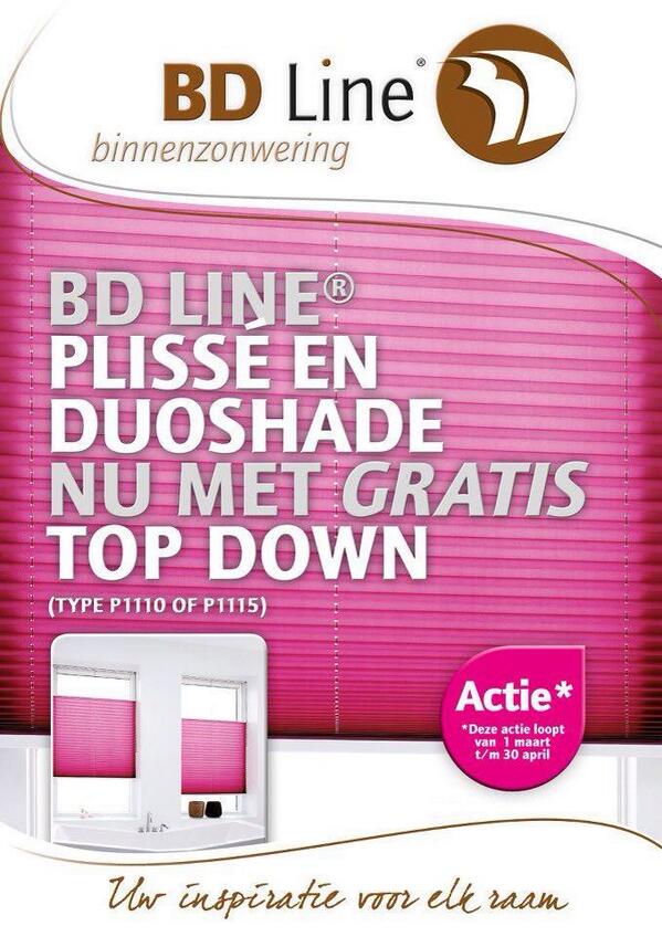 BDLine's tweet photo. BD Line plissé Top Down actie tot 30 april. Profiteer nu het nog kan en informeer naar de dichtsbijzinde dealer http://t.co/evBknYN8X0