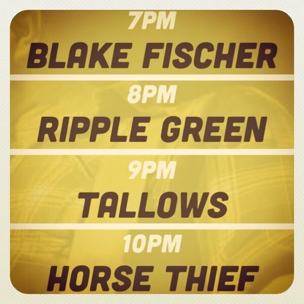 Tonight at Hudson & 8th! Starts at 7pm @horsethiefokc @TALLOWSOK @blakefischer @RippleGreenBand @h_n_8th #okcshows