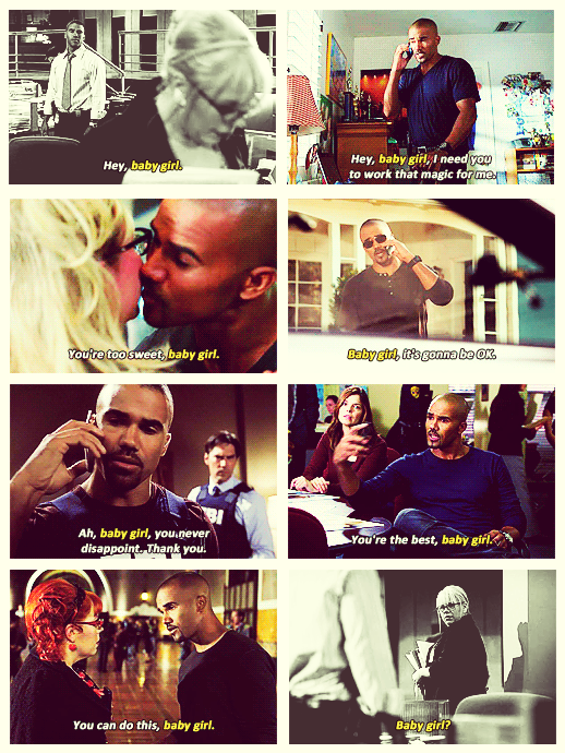 Criminal Minds Derek and Penelope Garcia 17 Because she will always be his "Baby Girl