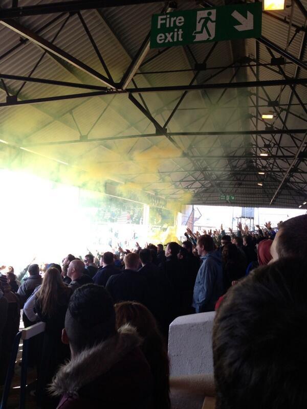 CCFCAwayDays's tweet photo. Smoke Bomb at Peterborough away #CCFC http://t.co/qVIO46bz0p