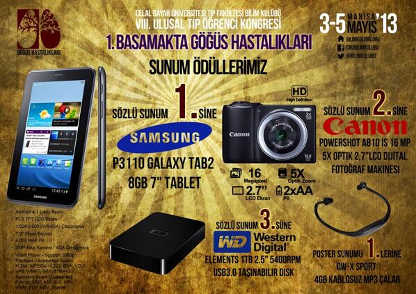 1. Basamakta Göğüs Hastalıkları Kongremiz'in Sunum ve Poster Ödülleri :