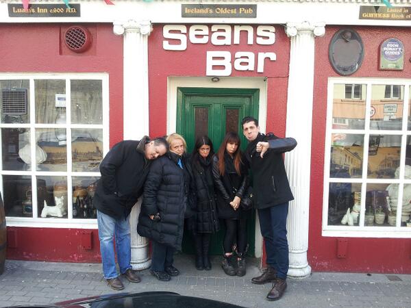Rutigliano clan outside Sean's Bar, the oldest pub in Europe. Why the sad faces? Good Friday. Pubs closed! #Ireland