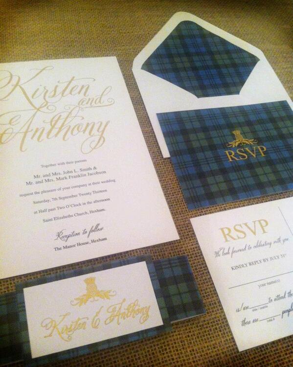 PaperDreamsCo's tweet photo. Tartan Invitation - Perfect for a Scottish wedding! (Tartan can be changed to match your kilt) http://t.co/XK5sPd5hJ4