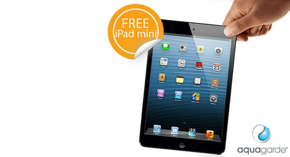 Aquagarde's tweet photo. Now free Apple iPad Mini 16GB Wifi with 3 pallets of Aquagarde http://t.co/eDaIBZsED6