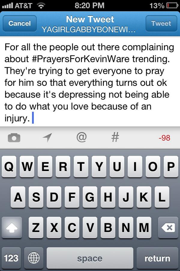 gabbbon's tweet image. #PrayersForKevinWare