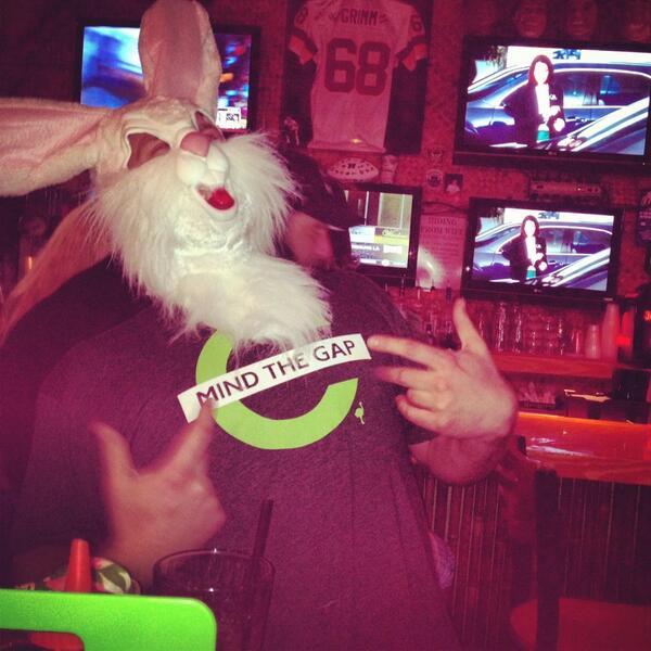 OBX_Chivers's tweet photo. #mindthegap Easter bunny style http://t.co/lHzAQ0P1yq